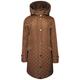 Ladies Water Repellent Quilted Warm Zip Hooded Winter Long Coat Size 10 to 24 (Camel, 22)