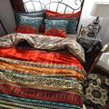 Qucover Ethnic Cotton Duvet Cover Set Single 135x200 cm Bohemian Bedding Quilt Covers with 1 Pillowcases 80x80cm