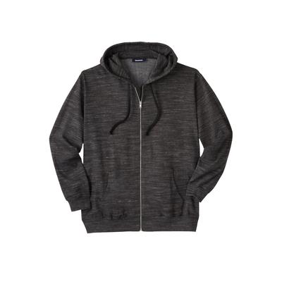 Men's Big & Tall Fleece Zip-Front Hoodie by KingSize in Black White Marl (Size 3XL) Fleece Jacket