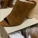 Urban Outfitters Shoes | Camel Brown Mules, Open Toe With Wooded Heel | Color: Brown | Size: 9