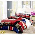 REALIN The Union Jack Duvet Cover Set The Union Jack Bedding Red White Blue Retro Bed Sets 2/3/4PCS Quilt Covers/Sheets/Pillow Shams,Single/Double/King Size (C,Single-140×210cm-3PCS)