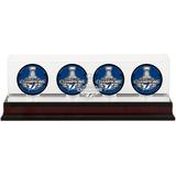 Tampa Bay Lightning 2020 Stanley Cup Champions Mahogany Four Hockey Puck Logo Display Case