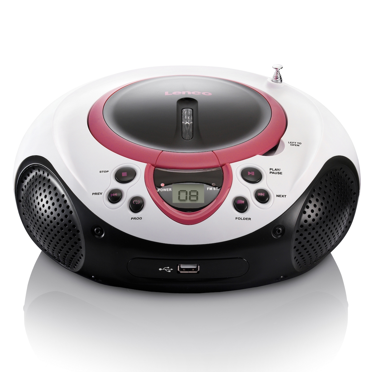 Lenco SCD-38 USB Pink - Tragbares FM-Radio mit CD/MP3-Player - USB-Eingang - AUX-Eingang - Pink Image