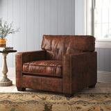 Club Chair - Birch Lane™ Tannum 40" Wide Top Grain Leather Club Chair Leather/Genuine Leather in Brown | 35 H x 40 W x 40 D in | Wayfair