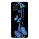 Schutzhülle für Samsung Galaxy A21S, Schmetterling, Blau auf Schwarz