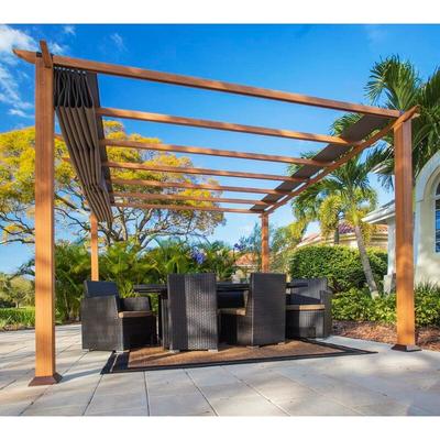 Paragon Outdoor - Almuiminium Pergola 'Florida' Pavillon mit ausziehbarem Sonnensegel holzoptik 350