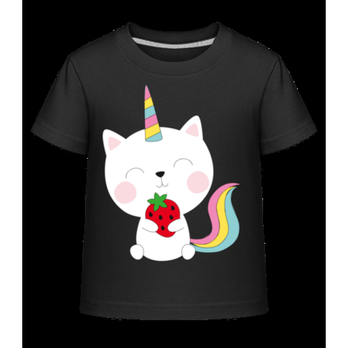 Einhorn Katze Mit Erdbeere - Kinder Shirtinator T-Shirt