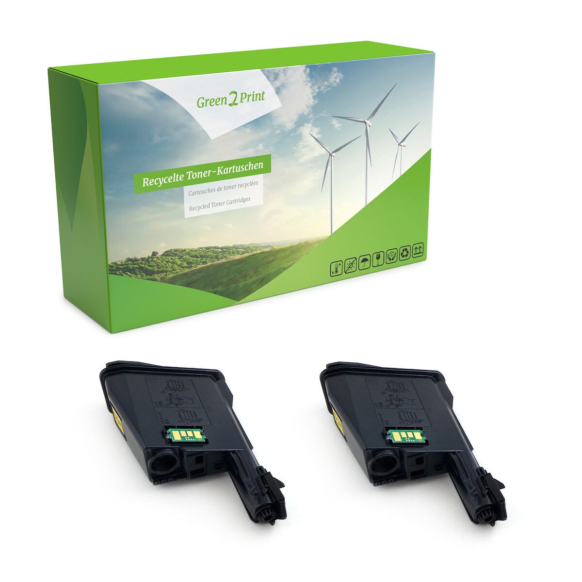 Green2Print Toner Doppelpack, 2 Kartuschen 2x 2100 Seiten ersetzt Kyocera TK-1125, 1T02M70NLV passend für Kyocera FS1061DN, FS1325MFP Image