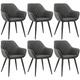 WOLTU Set of 6 x Dining Chairs Anthracite Kitchen Side Dining Chairs Faux Leather Seat for Counter Lounge Living Room Corner Accent Chairs with Arms & Back Metal Legs Reception Chairs