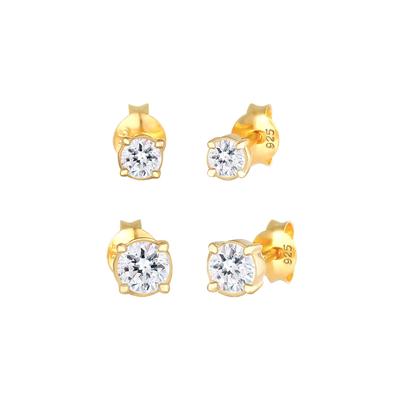 Elli Ohrstecker Kristalle 2er Set 925 Silber Gold Damen Image