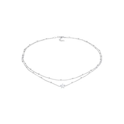 Elli - Choker Layer Look Kugelkette Stern 925 Silber Ketten 1 ct Damen