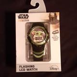 Disney Accessories | Disney's Mandalorian The Child Flashing Lcd Watch | Color: Black/Green | Size: Os