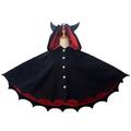 DUOER Fleece Poncho Hoodie Cloak Coat Women Halloween Black Evil Bat Wing Horror Demon Costume Goth Shawl Ear Hooded Sweater for Lady (Color : Black, Size : One Size)