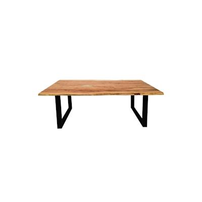 SIT Möbel Baumkante-Esstisch 200x100 cm | Tischplatte Akazie natur | Metallgestell schwarz | B 200 x T 100 x H 77 cm | 0