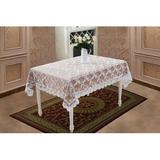 Violet Linen Bridal Royal Lace Embroidered Flower Tablecloth Polyester/Lace in White/Brown | 88 W x 60 D in | Wayfair