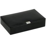 WOLF Heritage 15 Piece Cufflink Box Faux Leather in Black | 1.5 H x 7.25 W x 4.25 D in | Wayfair 290502