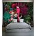 Bayou Breeze Catalano Peel & Stick Floral Colorful Peony Flower, Parrot Wallpaper Vinyl in Black | 55 W in | Wayfair