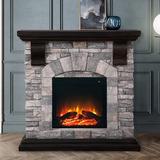 Millwood Pines Roldao Electric Fireplace Marble/Stone in Gray | 39.2 H x 40 W x 12 D in | Wayfair AB0DA10E62C047658E405E8BADA1DC40