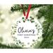 The Holiday Aisle® Baby's First Christmas, Eucalyptus Leaves Border Ball Ornament Metal in Green | 3.5 H x 3.5 W in | Wayfair