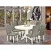 East West Furniture Butterfly Leaf Rubberwood Solid Wood Dining Set Wood/Upholstered in Brown/Green/White | 30 H in | Wayfair AVEL7-LWH-07