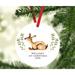 The Holiday Aisle® Baby's First Christmas, Baby Dear Ball Ornament Metal in Brown/Green | 3.5 H x 3.5 W in | Wayfair