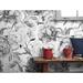 Red Barrel Studio® Arnis Peel & Stick Charcoal Flower Monochrome Peony Wallpaper Vinyl in Gray | 112 W in | Wayfair