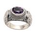 Woven Vines,'Amethyst and Sterling Silver Signet Ring'