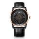 ZINVO Blade Spirit Automatic Turbine Steel IP Rose Gold Black Date Sapphire Leather Men's Watch