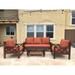 Home and Garden Direct Deep Seating Sunbrella Seating Group w/ Sunbrella Cushions /Natural Hards/Teak in Brown/Orange/White | Outdoor Furniture | Wayfair