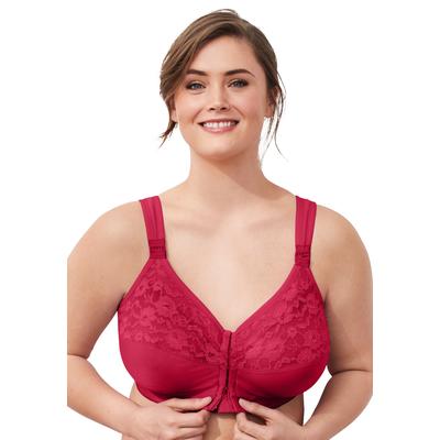 Plus Size Women's Easy Enhancer Front Close Wireless Posture Bra by Comfort Choice in Classic Red (Size 44 C)