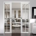 Pocket Door - Standard Door - SARTODOORS Felicia Clear Glass Sliding Closet White Doors Wood in Brown | 96 H x 60 W in | Wayfair