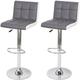 2x Tabouret de bar HHG 232, chaise bar/comptoir, réglable en hauteur similicuir gris-blanc, pied