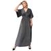 Plus Size Women's Knit Tie-Back Maxi Dress by ellos in Black Silver (Size 10/12)