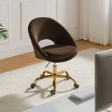 Kelly Clarkson Home Lourdes Task Chair w/ Ergonomic Design Upholstered/Velvet, Metal in Brown | 35.55 H x 24 W x 23.5 D in | Wayfair