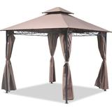 FDW Large Garden 9' 9.4" W X 9' 9.4" D X 9' H Steel Patio Gazebo Metal/Steel/Soft-top in Brown/Gray | 107 H x 106 W x 106 D in | Wayfair