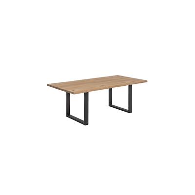 SIT Möbel Baumkante-Esstisch 180 x 90 cm | Tischplatte Wildeiche | Gestell Metall antikschwarz | B180xT90xH76 cm | 07107