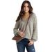 Plus Size Women's Crossover V-Neck Pullover by ellos in Creamy Brown Heather (Size 26/28)