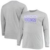 Men's Fanatics Branded Heathered Gray Minnesota Vikings Big & Tall Practice Long Sleeve T-Shirt