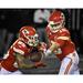 Clyde Edwards-Helaire Kansas City Chiefs Unsigned Hand Off from Patrick Mahomes Spotlight Photograph