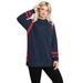 Plus Size Women's Side Stripe Mockneck Sweater by ellos in Navy (Size 34/36)