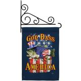 Breeze Decor God Bless America 2-Sided Polyester 18.5 x 13 in. Flag Set in Blue | 18.5 H x 13 W x 1 D in | Wayfair