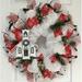 The Holiday Aisle® Christmas Wreath w/ Chapel Burlap/Deco Mesh, Metal in Green/Red/White | 24 H x 24 W x 6 D in | Wayfair