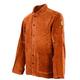 QeeLink Leather Welding Work Jacket Flame-Resistant Woodworker Coat Heavy Duty Split Cowhide Durable Brown