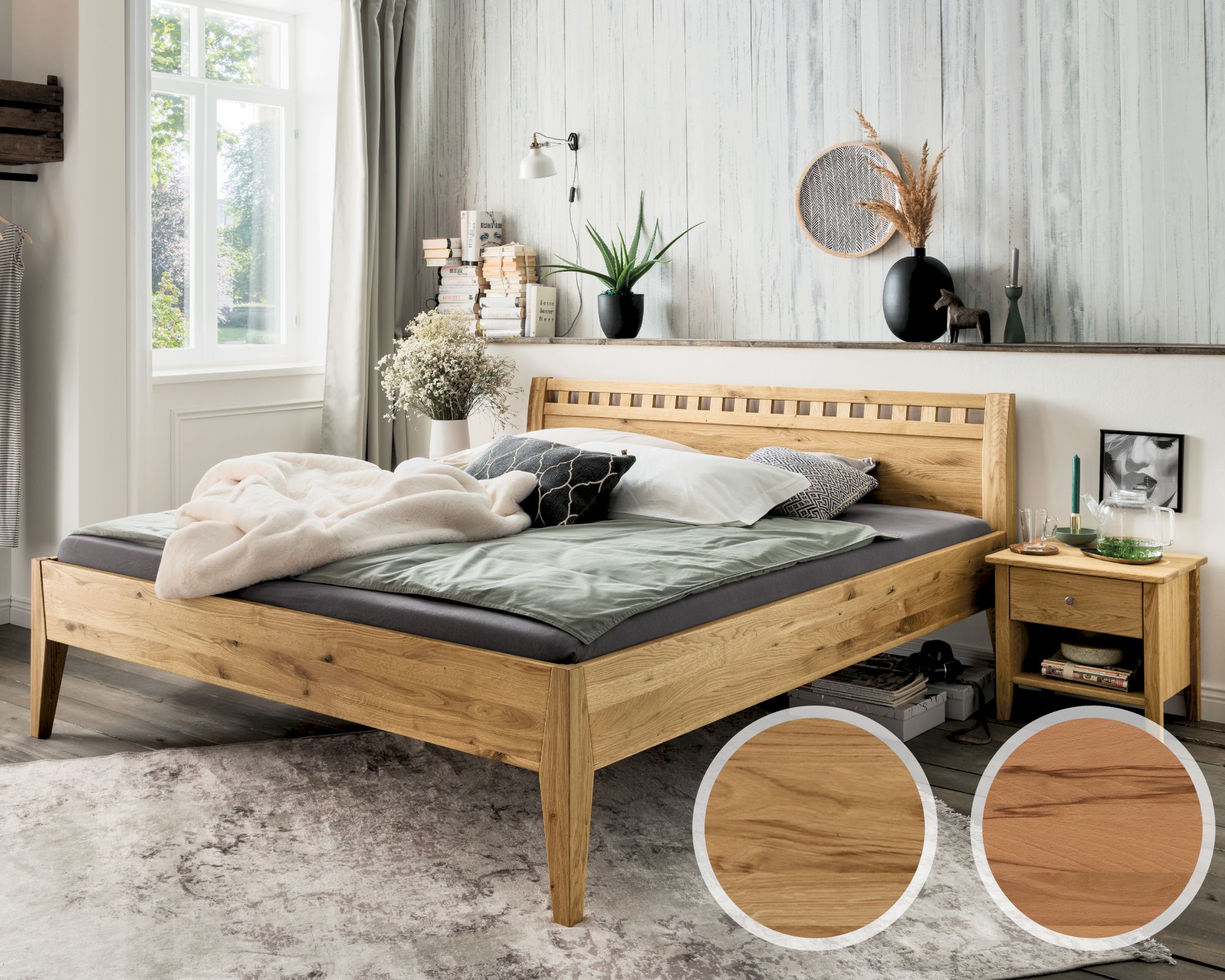 Forestales »Modesto« Massivholzbett 90x200 cm / Wildeiche / stabverleimt