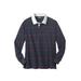 Men's Big & Tall Long-Sleeve Rugby Polo by KingSize in Heather Charcoal Stripe (Size 4XL)