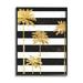 Bayou Breeze Golden Palm Trees Bold Black White Stripes by Ziwei Li - Graphic Art Print Wood in Brown | 30 H x 24 W x 1.5 D in | Wayfair