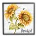 Rosalind Wheeler Thankful Text Country Sunflowers Bumble Bees by Patricia Pinto - Graphic Art Print Wood in Brown | 12 H x 12 W x 1.5 D in | Wayfair