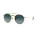 Ray-Ban RB3647N Round Double Bridge Sunglasses Gold Frame Blue Gradient Grey Lenses 91233M-51