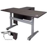 Pneumatic Lift Height Adjustable Executive L-Desk in Charcoal