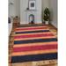 Black/Red 120 x 96 x 0.75 in Area Rug - Foundry Select Aurelia Striped Hand-Knotted Charcoal/Gold/Red Area Rug Silk/ | Wayfair